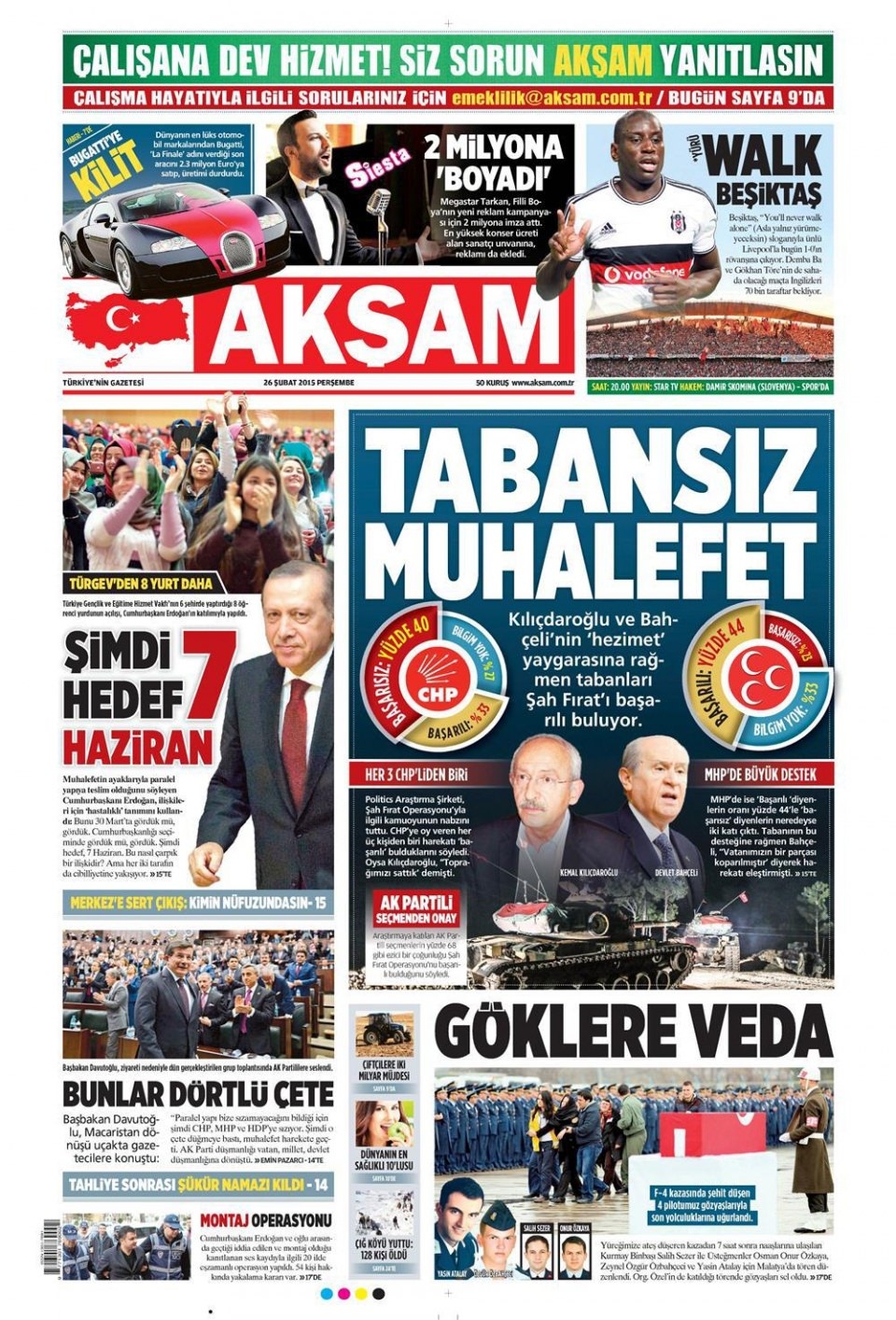 26 Şubat 2015 gazete manşetleri 1