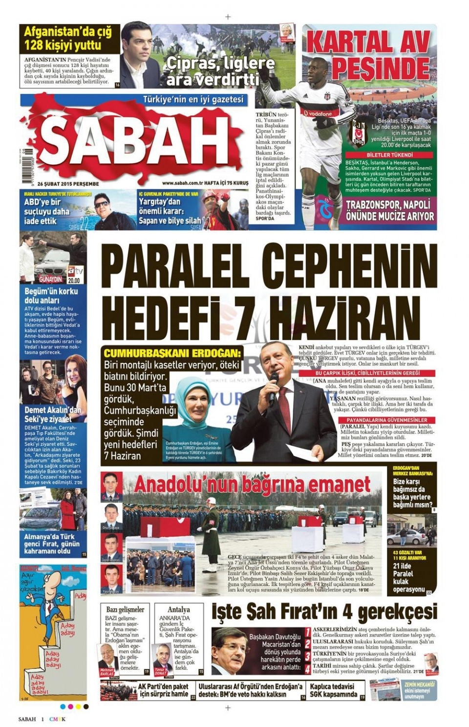 26 Şubat 2015 gazete manşetleri 11