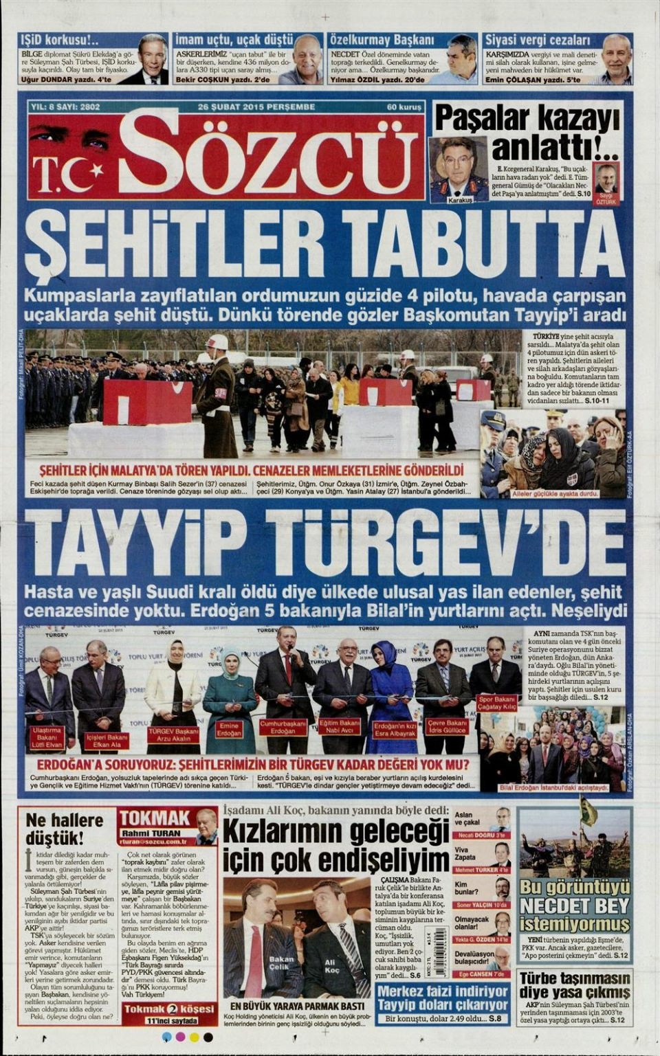 26 Şubat 2015 gazete manşetleri 12