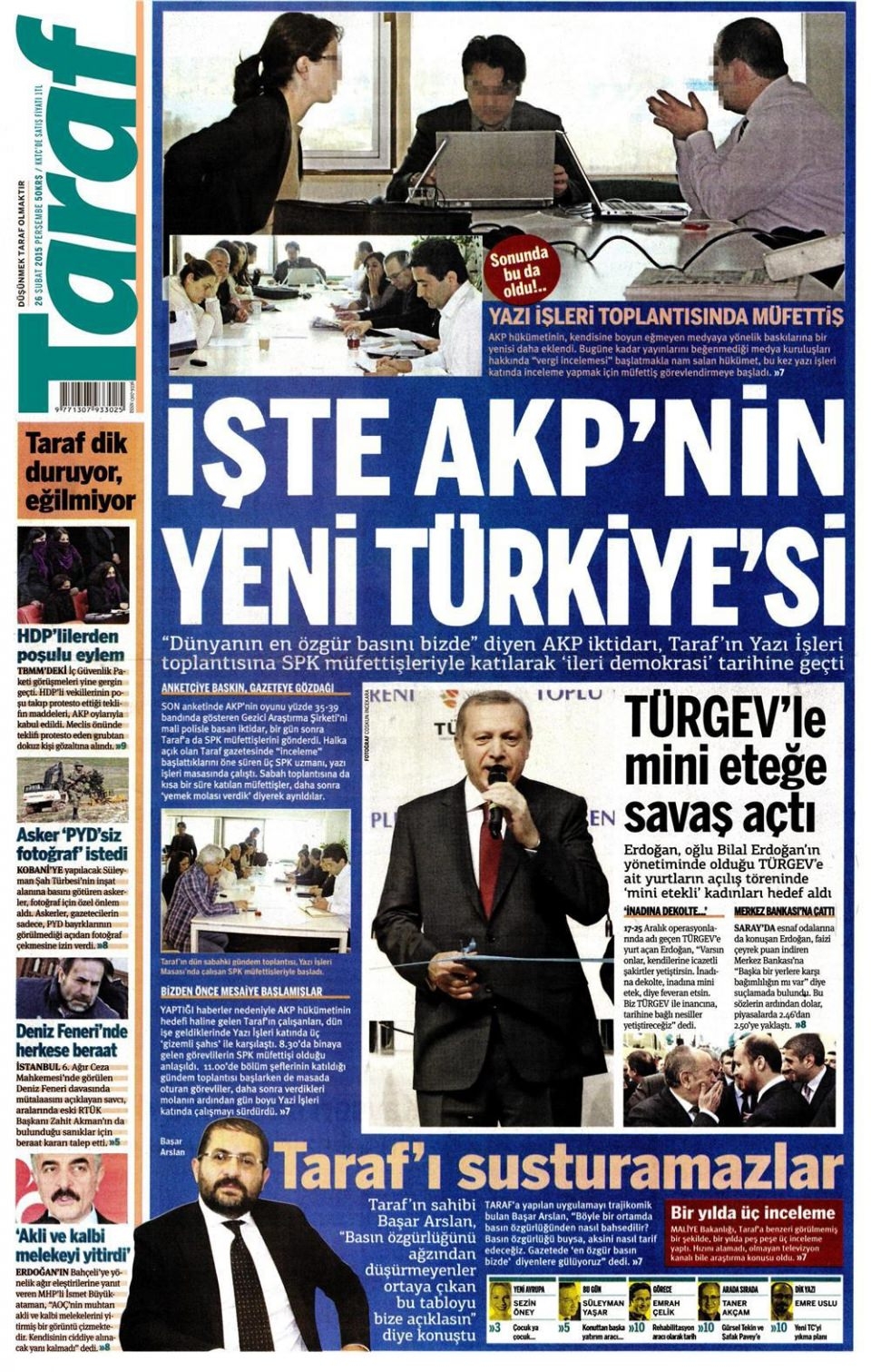 26 Şubat 2015 gazete manşetleri 15