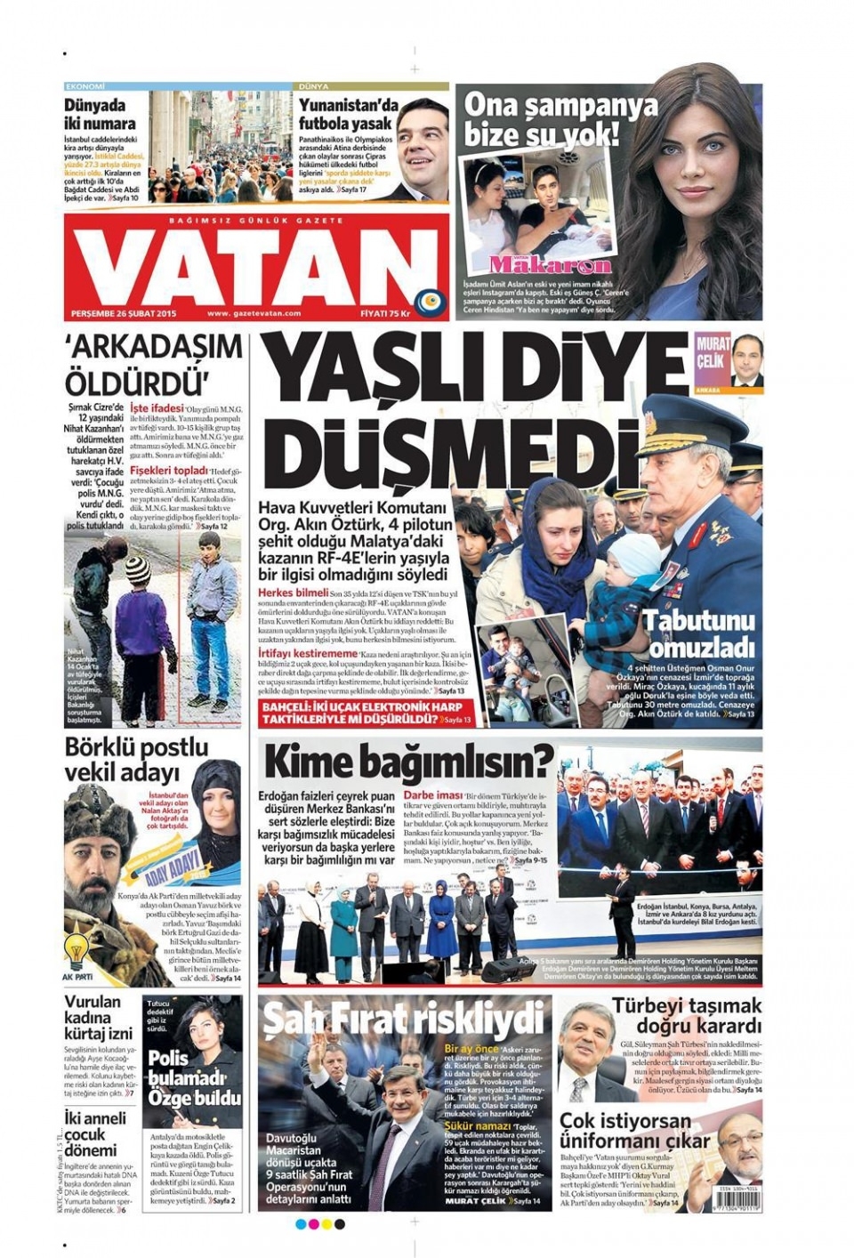 26 Şubat 2015 gazete manşetleri 18