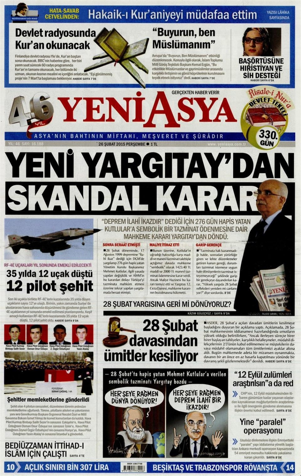 26 Şubat 2015 gazete manşetleri 19