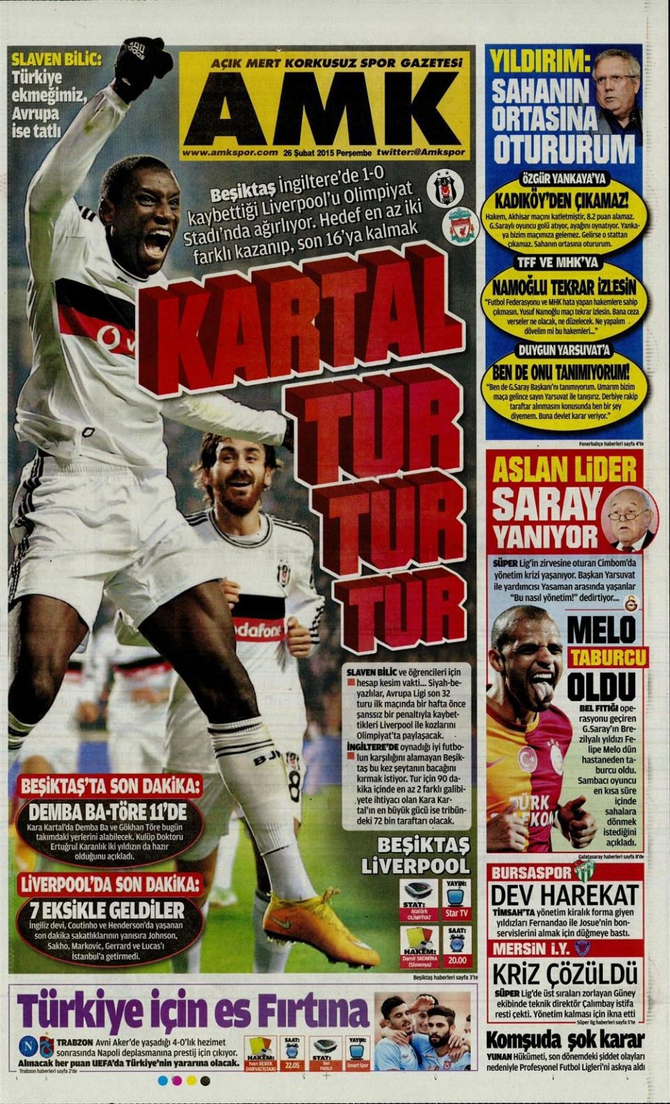 26 Şubat 2015 gazete manşetleri 24