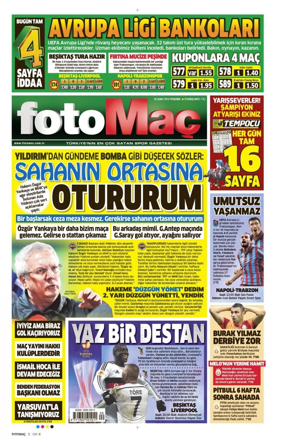 26 Şubat 2015 gazete manşetleri 29