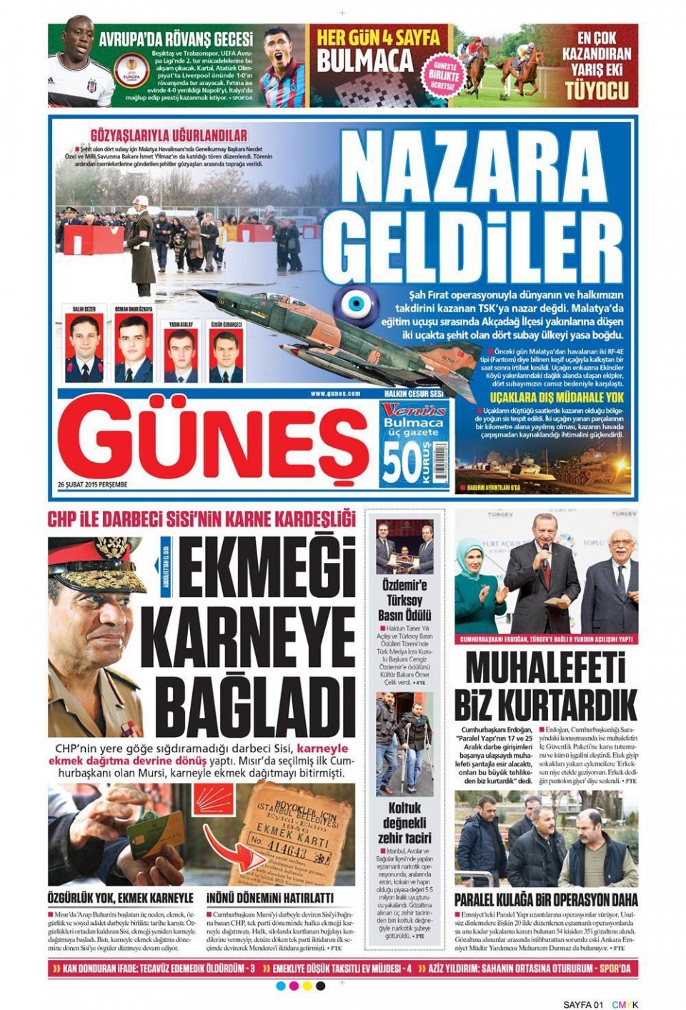 26 Şubat 2015 gazete manşetleri 3