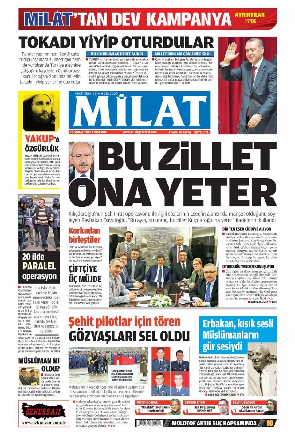 26 Şubat 2015 gazete manşetleri 30