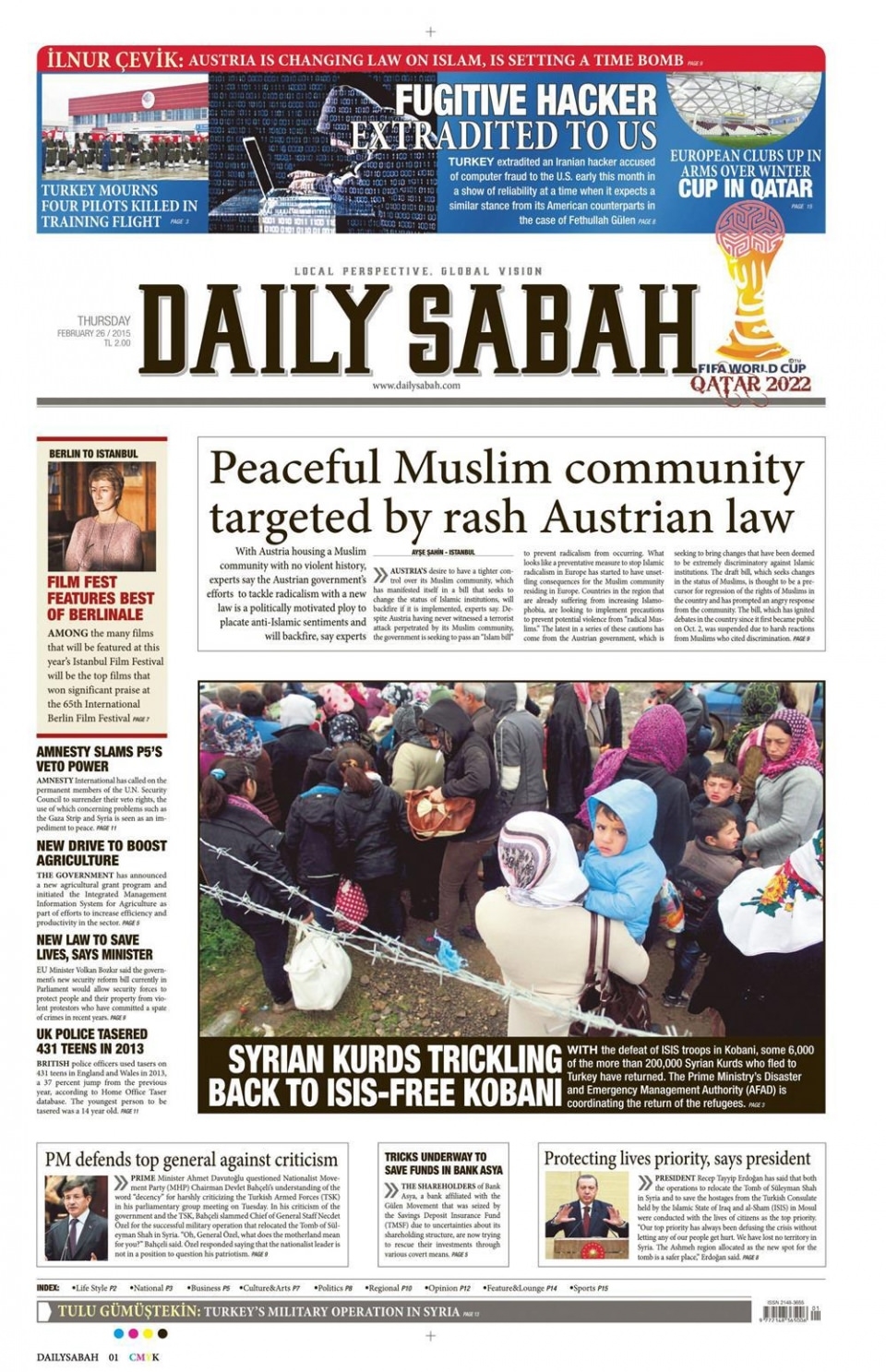 26 Şubat 2015 gazete manşetleri 31