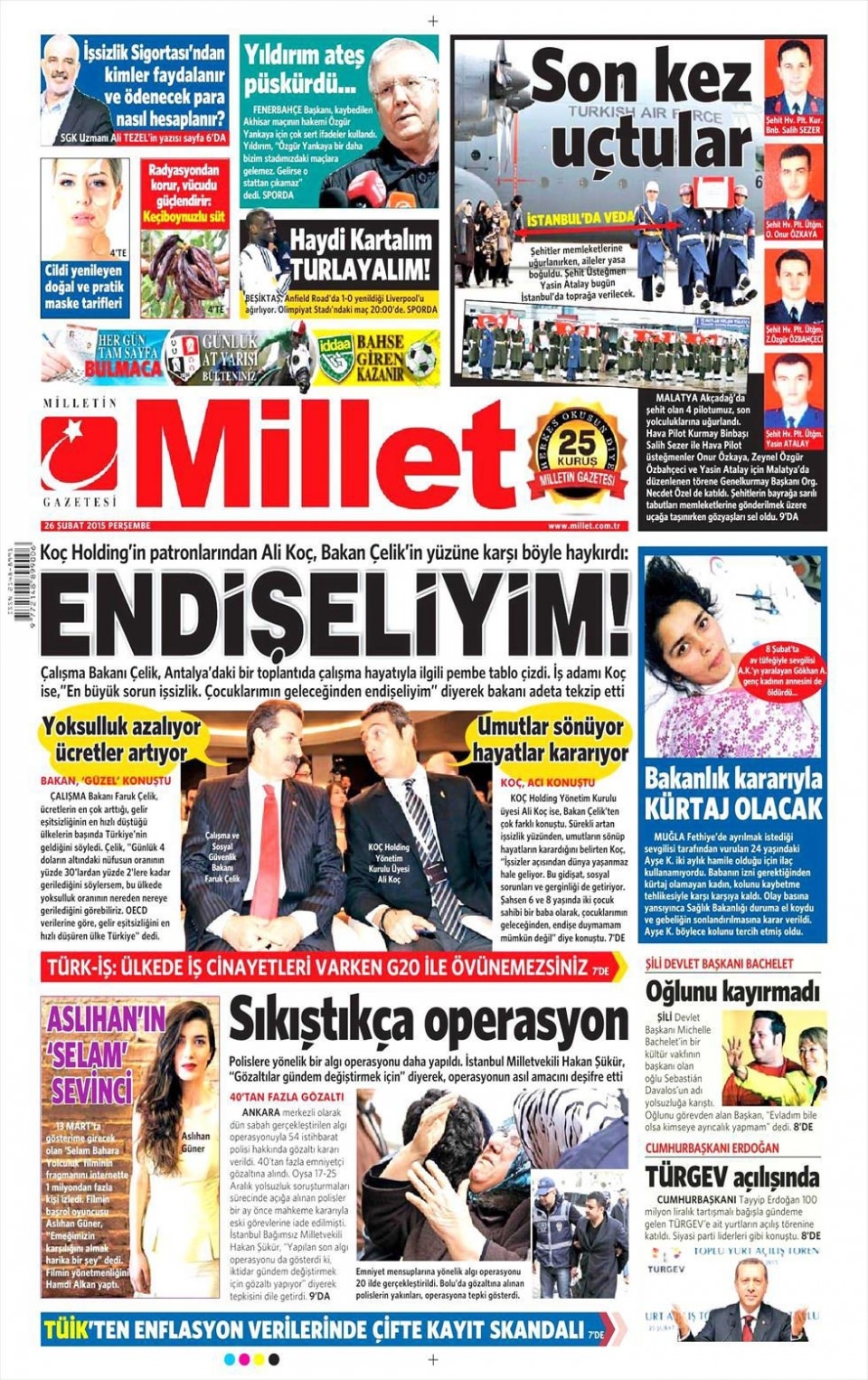 26 Şubat 2015 gazete manşetleri 6