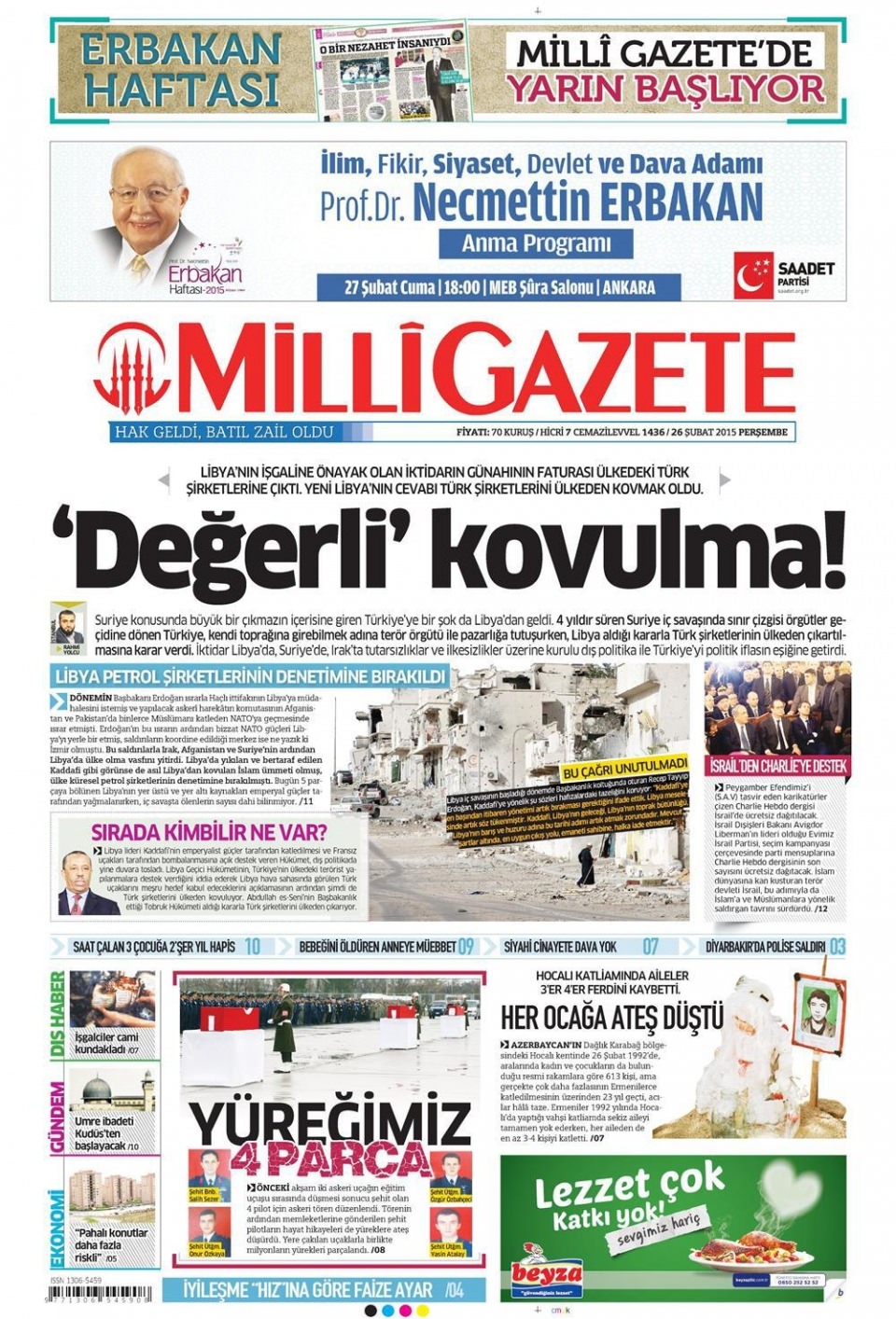 26 Şubat 2015 gazete manşetleri 7