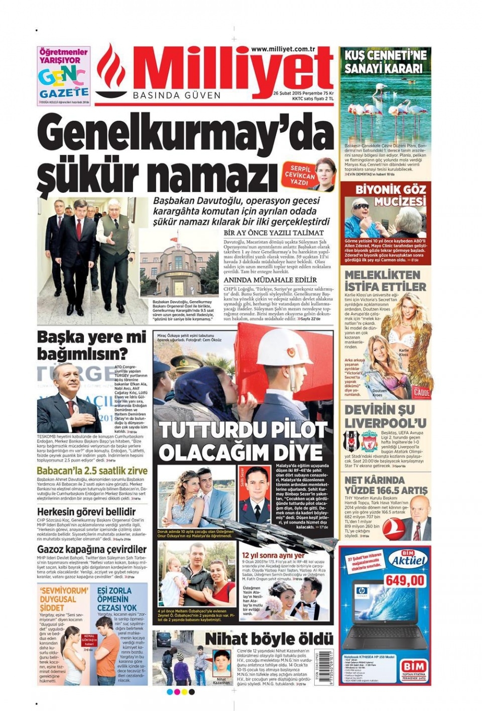 26 Şubat 2015 gazete manşetleri 8