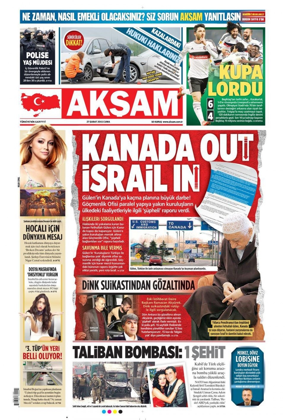 27 Şubat 2015 gazete manşetleri 1