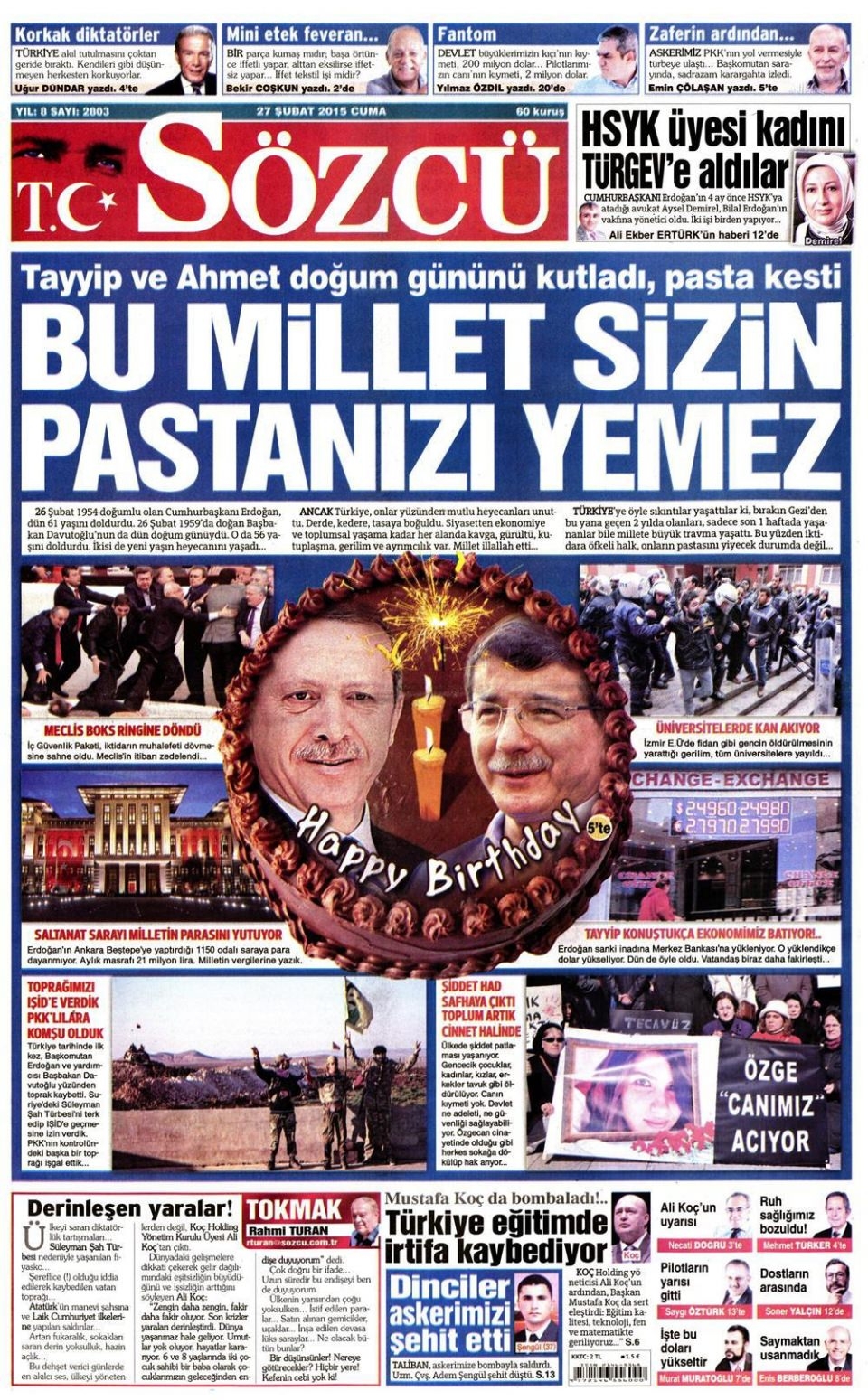 27 Şubat 2015 gazete manşetleri 14