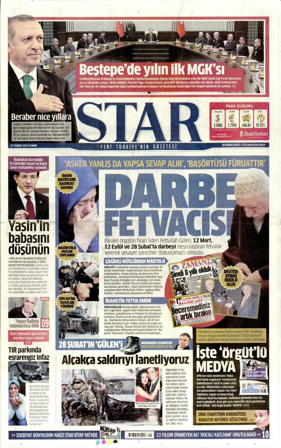 27 Şubat 2015 gazete manşetleri 15