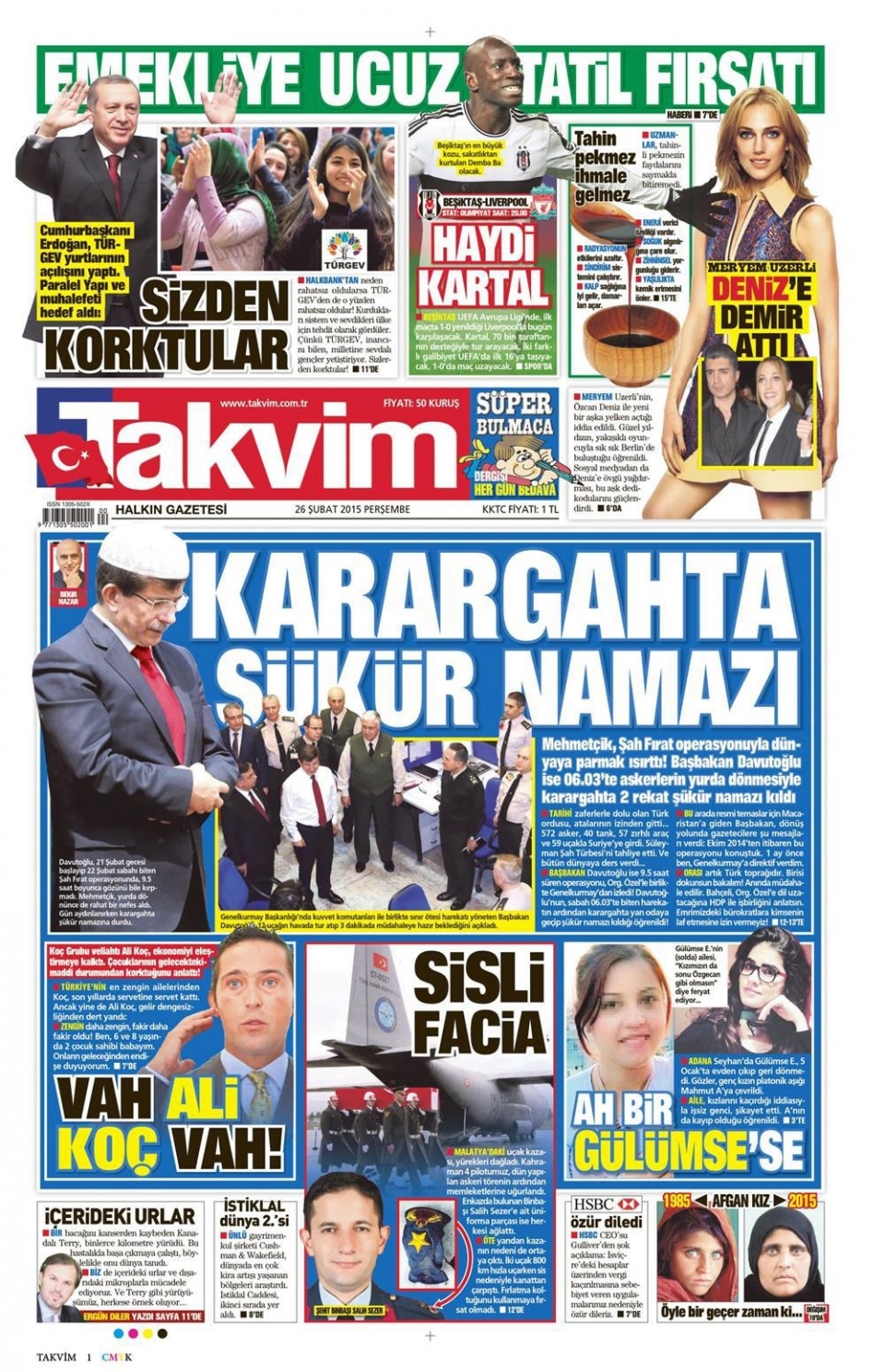 27 Şubat 2015 gazete manşetleri 16