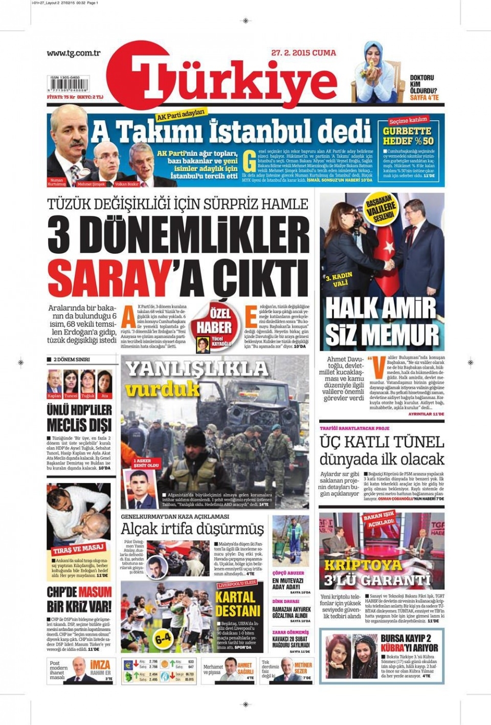 27 Şubat 2015 gazete manşetleri 18