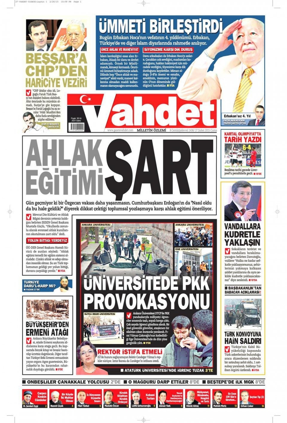27 Şubat 2015 gazete manşetleri 19