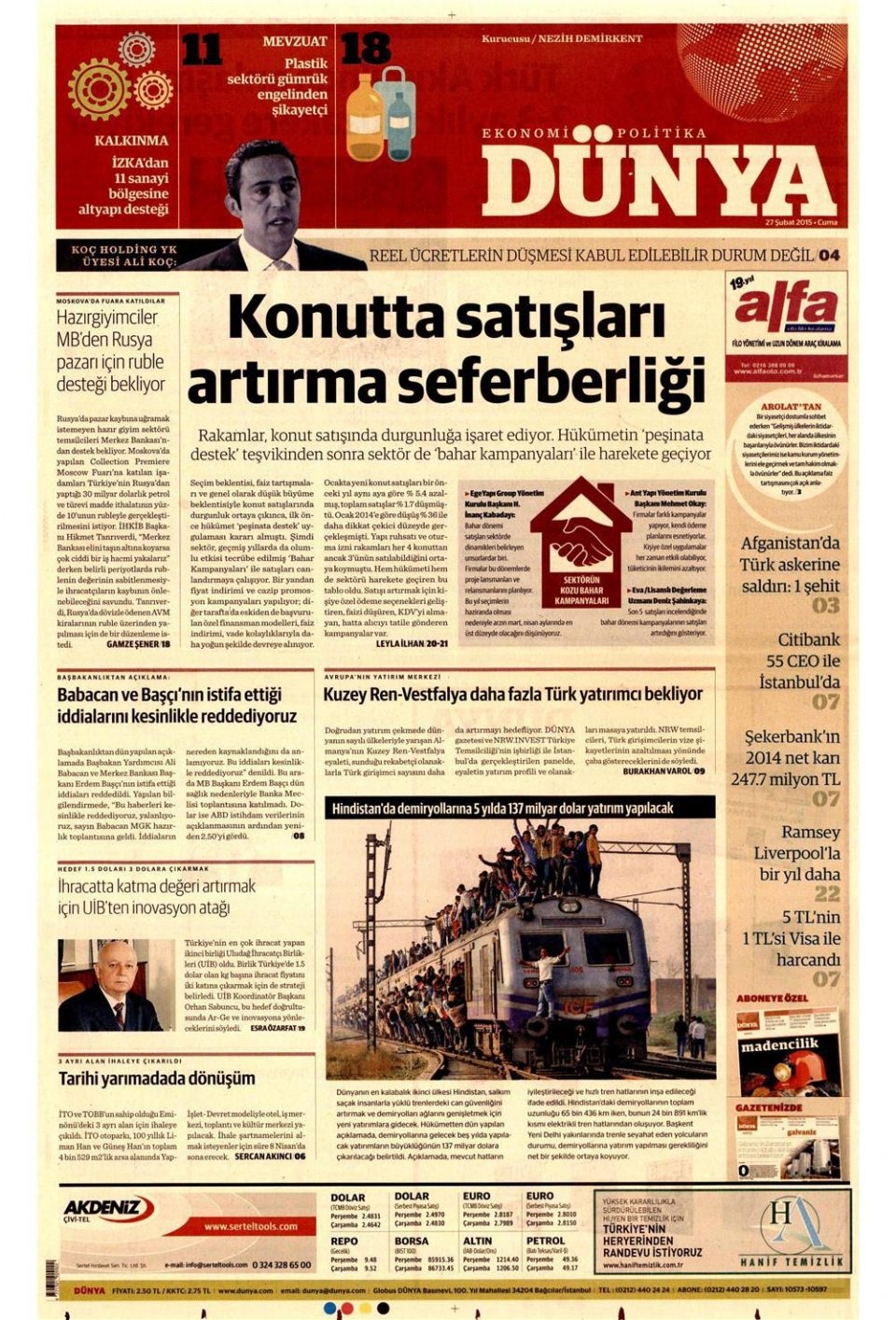 27 Şubat 2015 gazete manşetleri 31