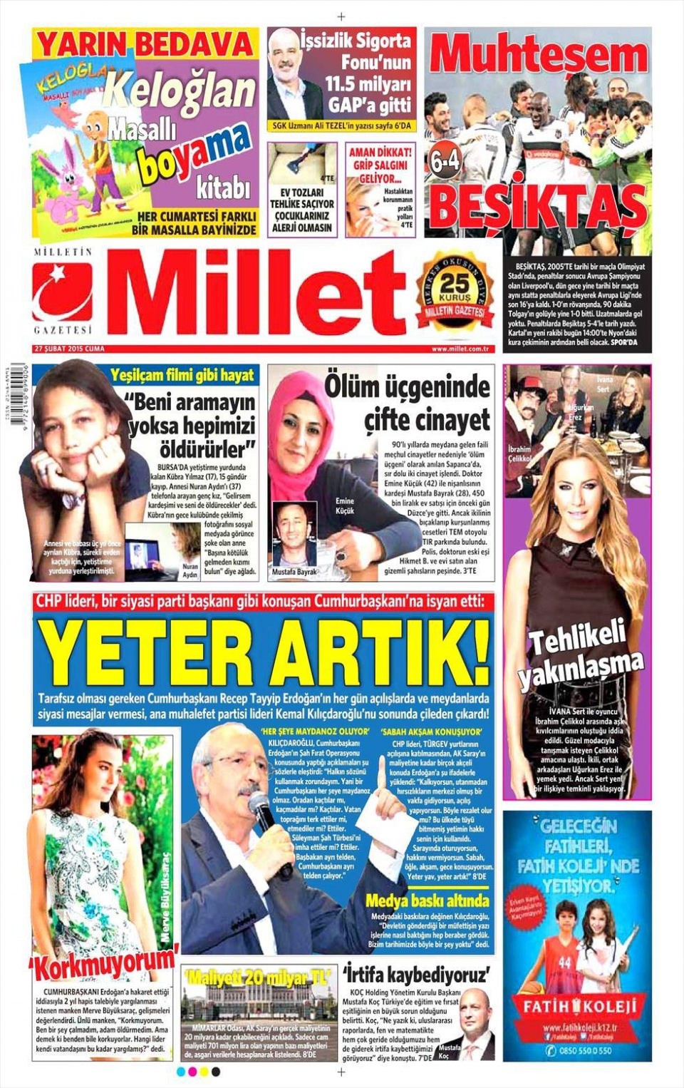 27 Şubat 2015 gazete manşetleri 8