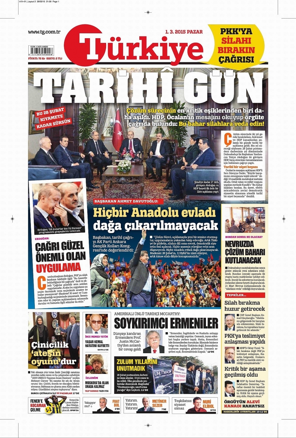 1 Mart 2015 gazete manşetleri 17