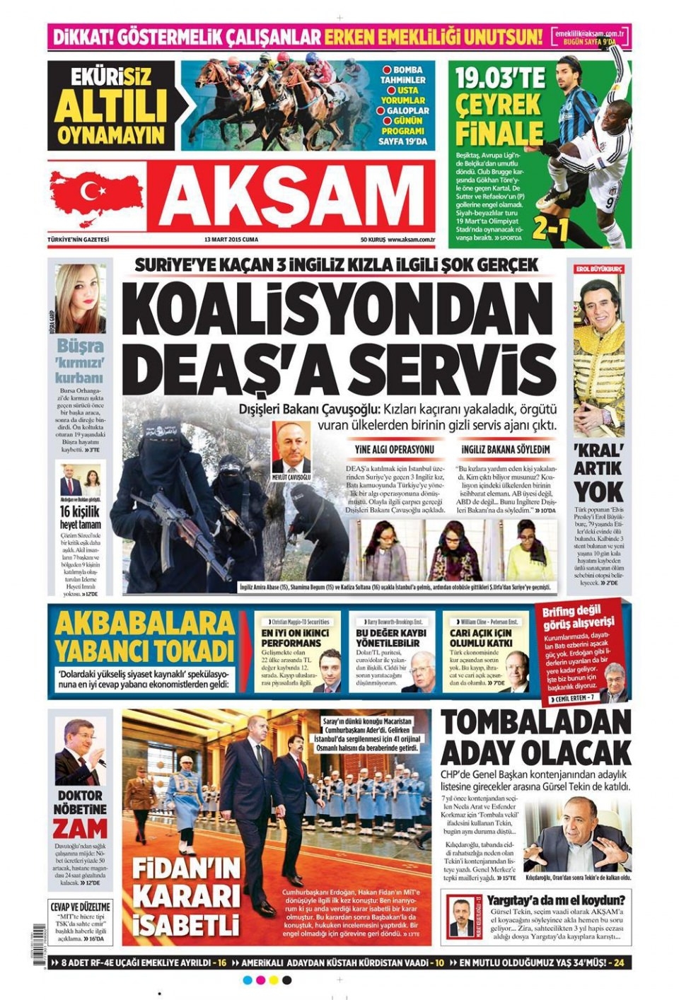 13 Mart 2015 gazete manşetleri 1