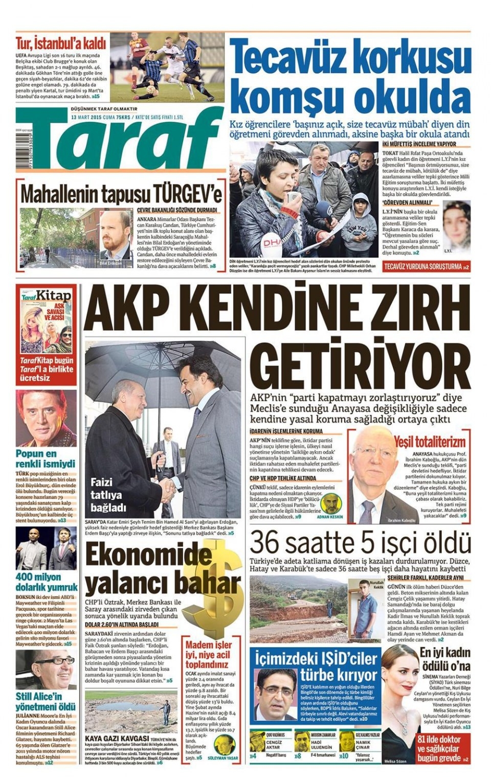 13 Mart 2015 gazete manşetleri 15