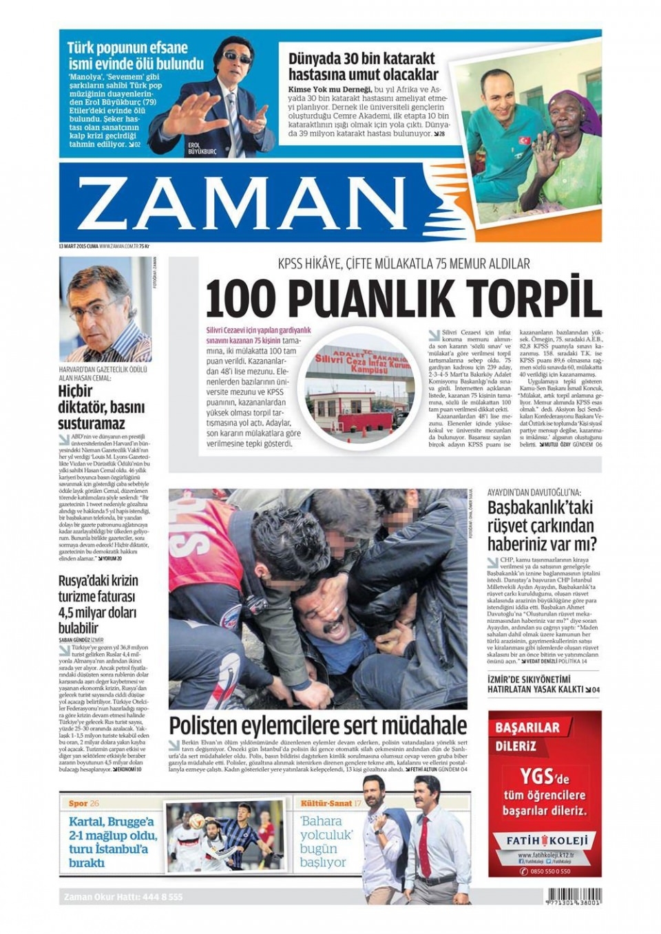 13 Mart 2015 gazete manşetleri 22