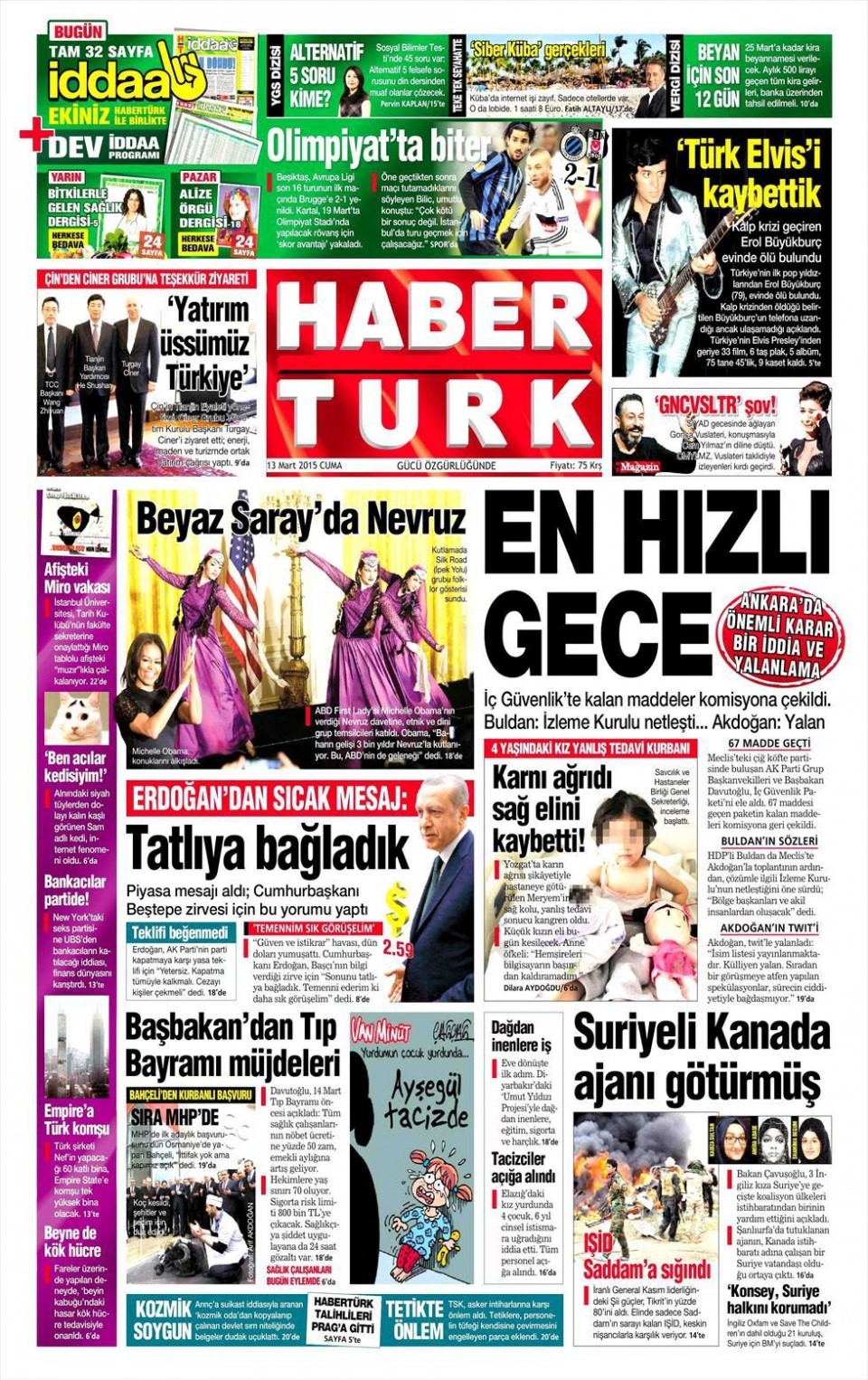 13 Mart 2015 gazete manşetleri 4