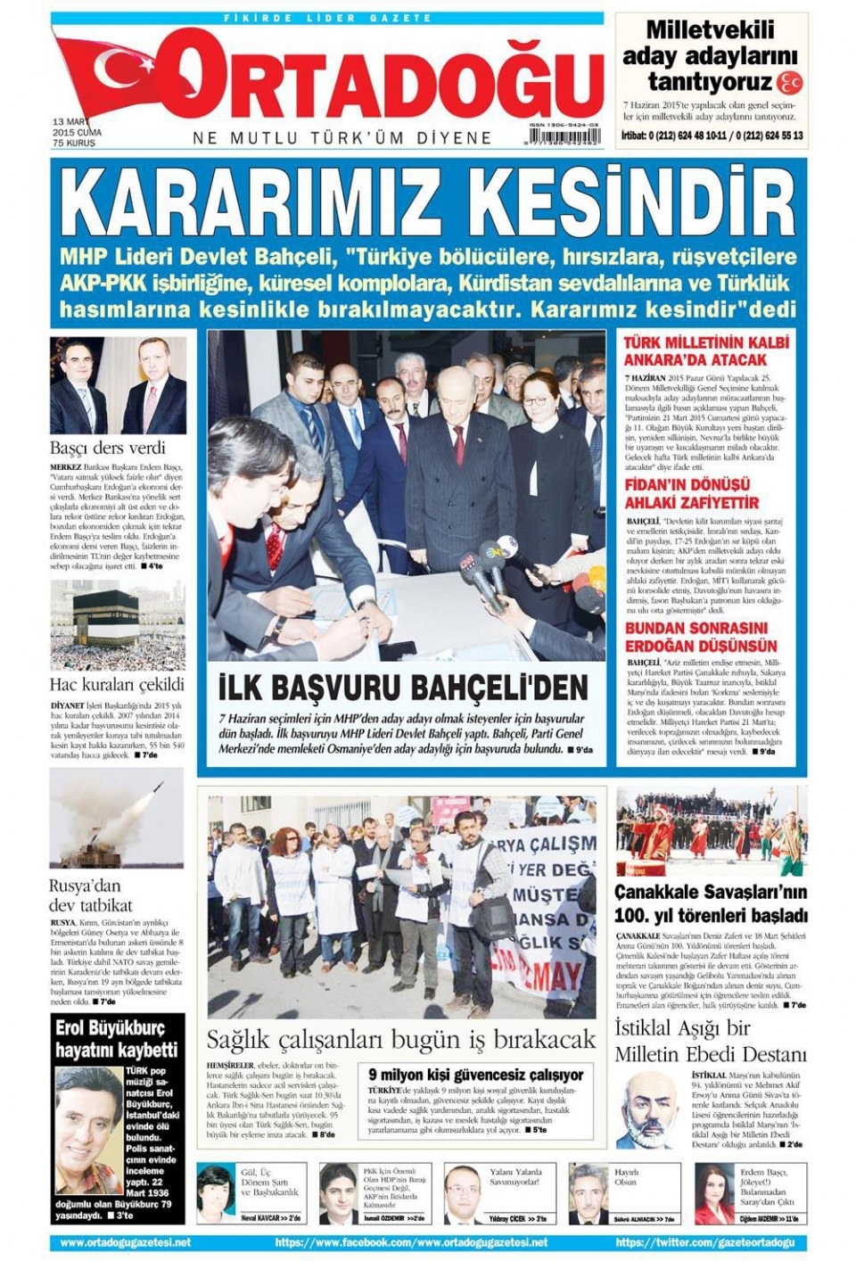 13 Mart 2015 gazete manşetleri 9