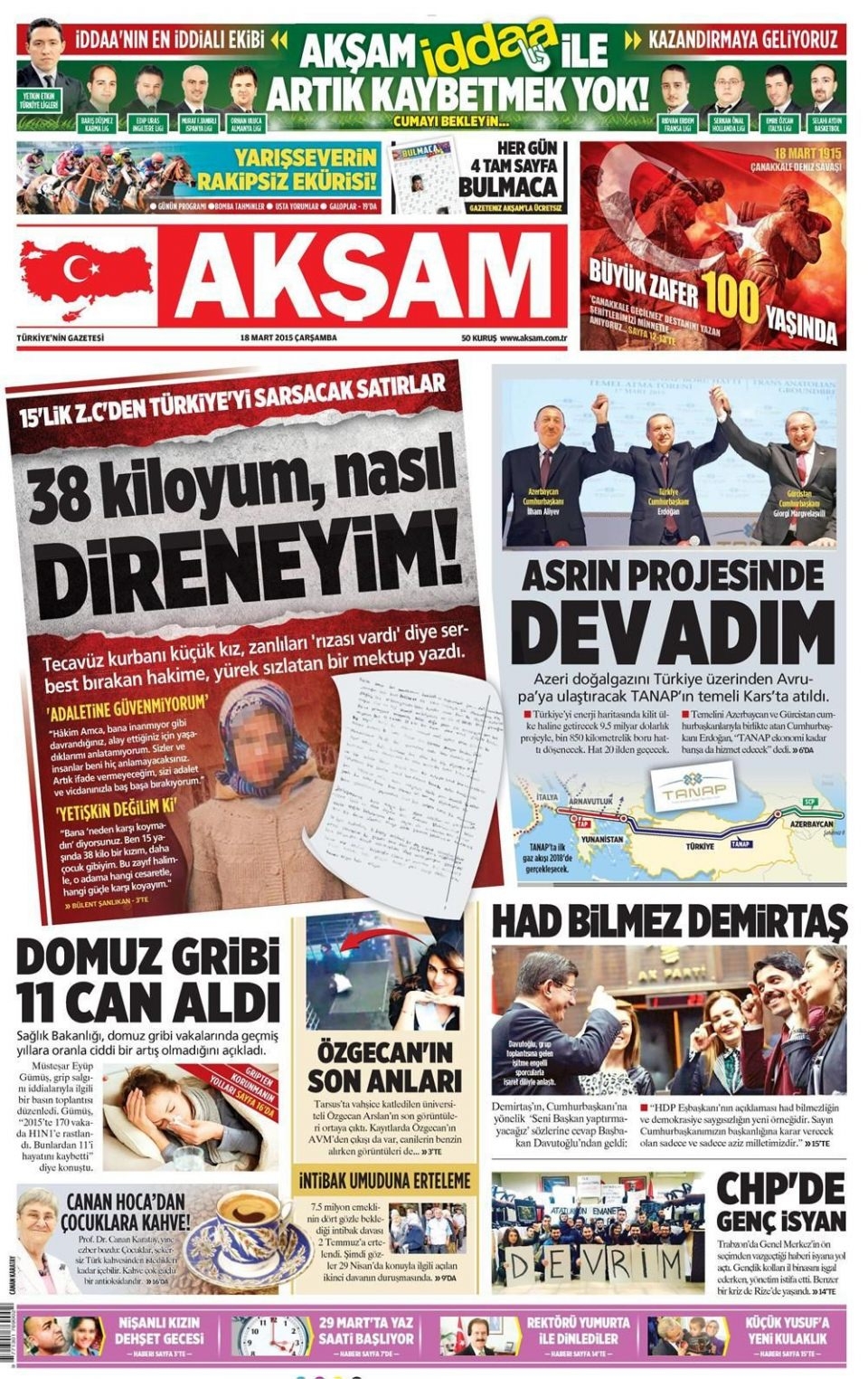 18 Mart 2015 gazete manşetleri 1