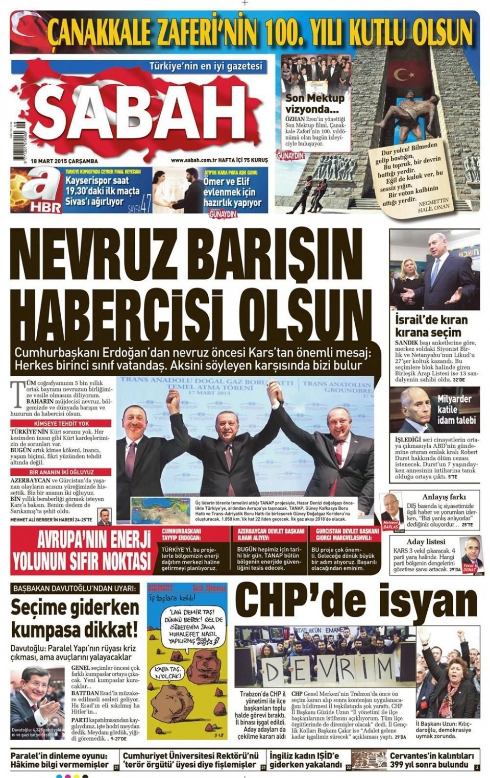 18 Mart 2015 gazete manşetleri 13