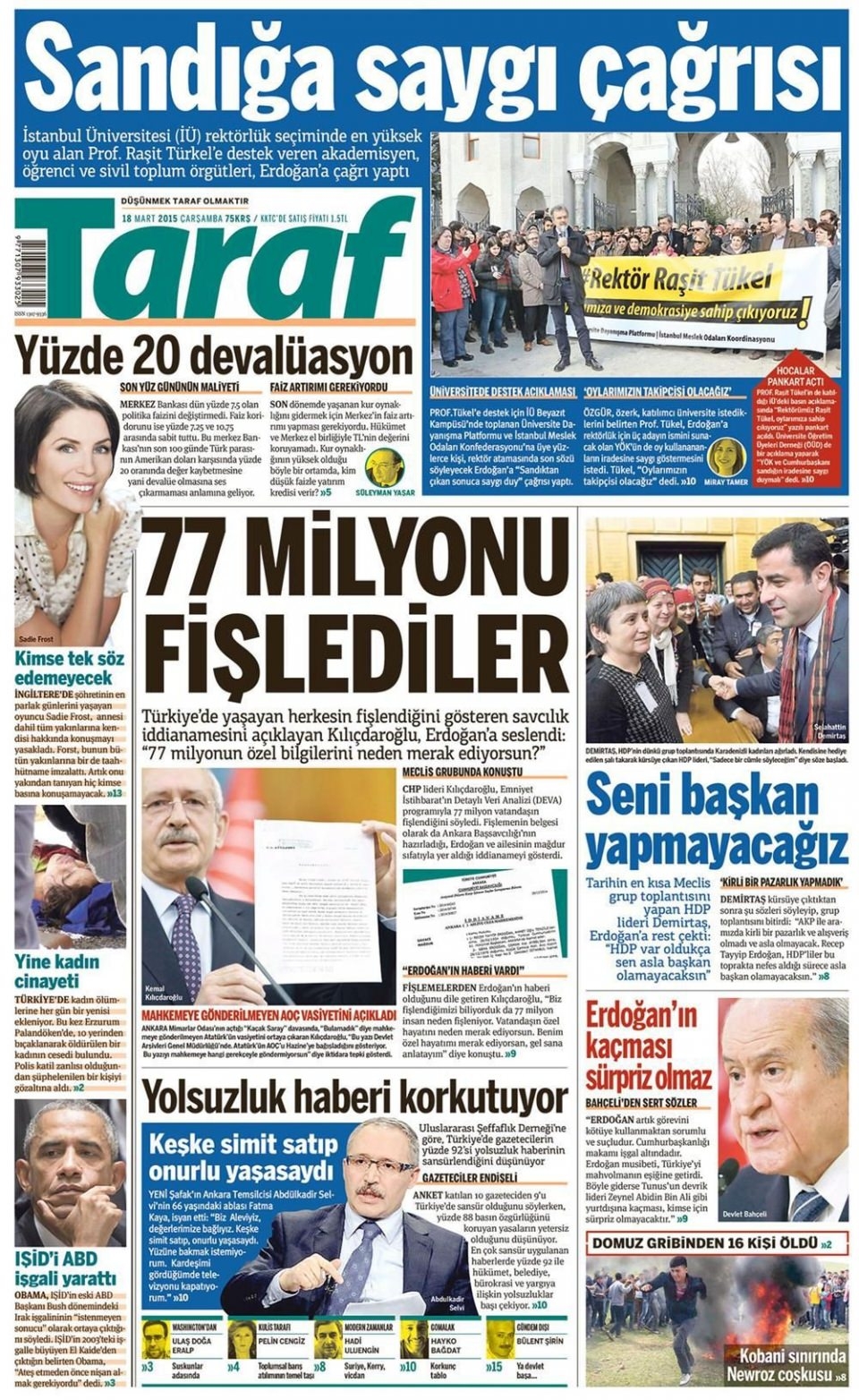 18 Mart 2015 gazete manşetleri 16