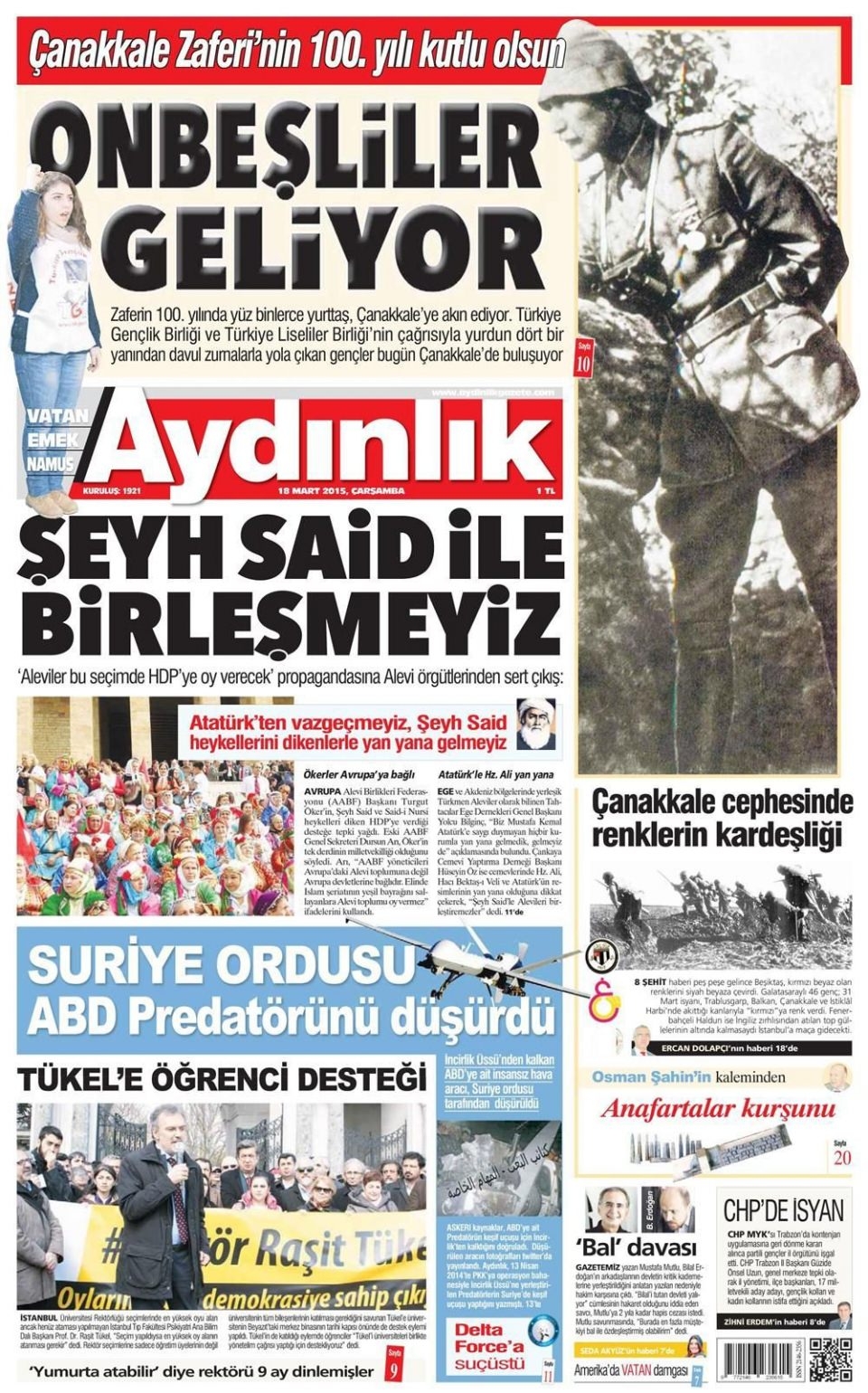 18 Mart 2015 gazete manşetleri 2