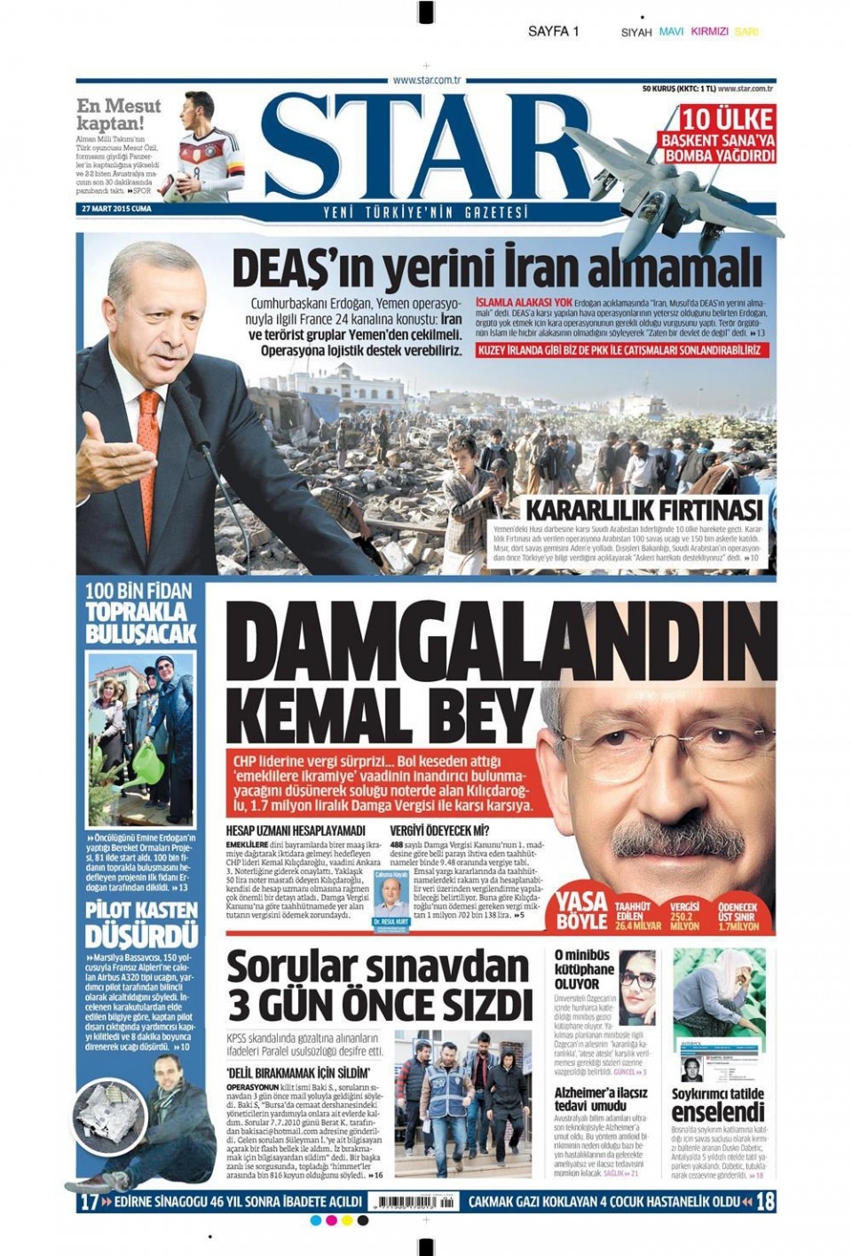 27 Mart 2015 gazete manşetleri 16