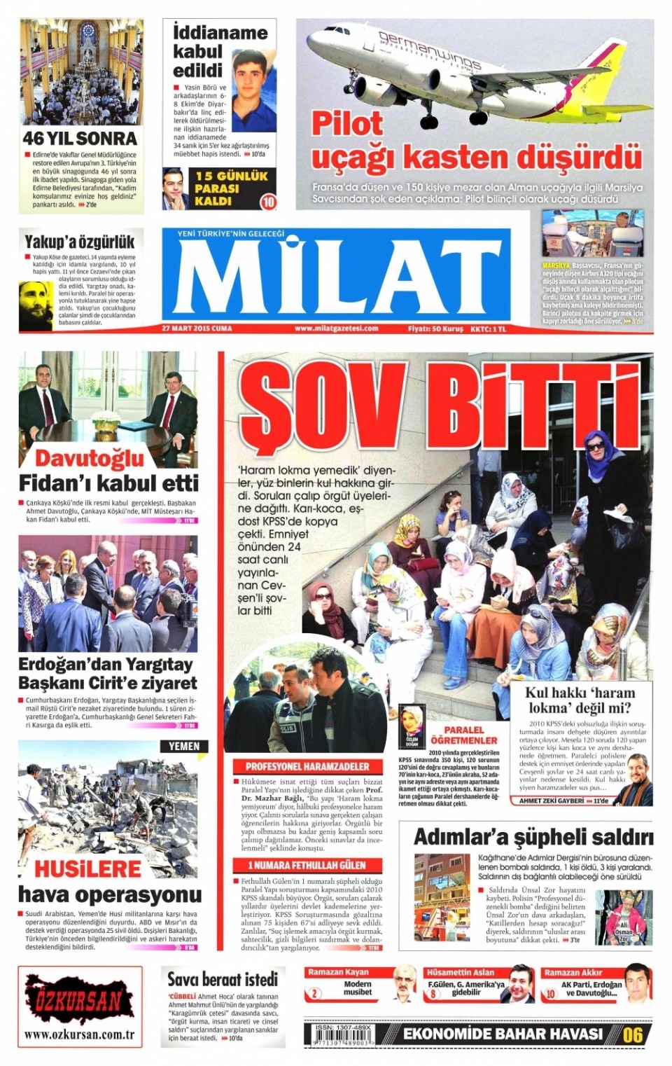 27 Mart 2015 gazete manşetleri 8