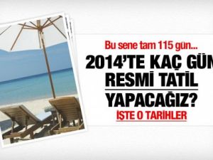 2014'te kaç gün tatil yapacağız?