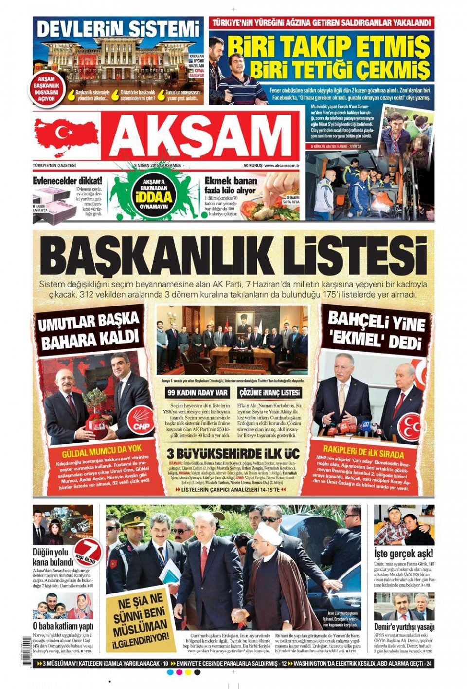 8 Nisan 2015 gazete manşetleri 1