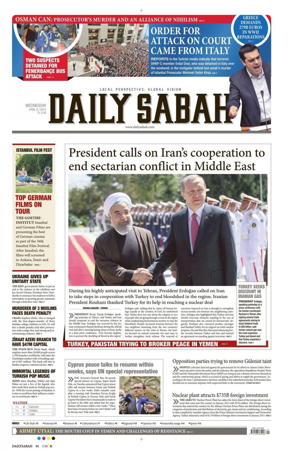 8 Nisan 2015 gazete manşetleri 25