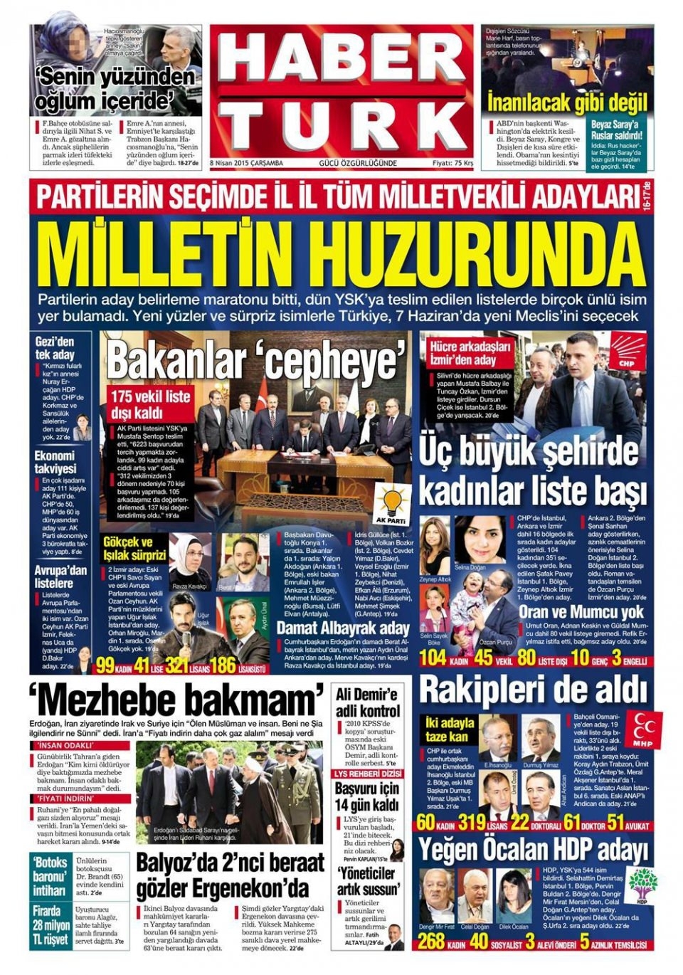 8 Nisan 2015 gazete manşetleri 6