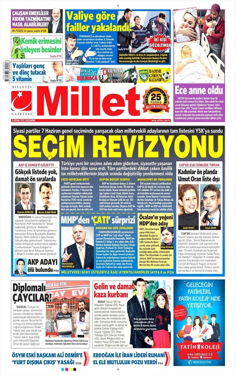 8 Nisan 2015 gazete manşetleri 8