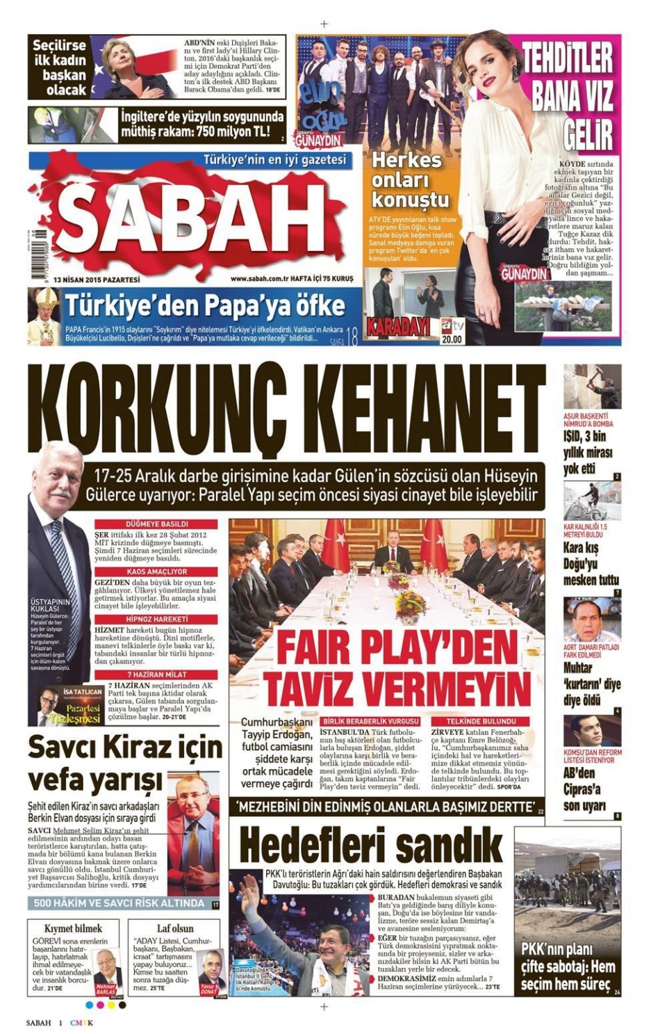 14 Nisan 2015 gazete manşetleri 12