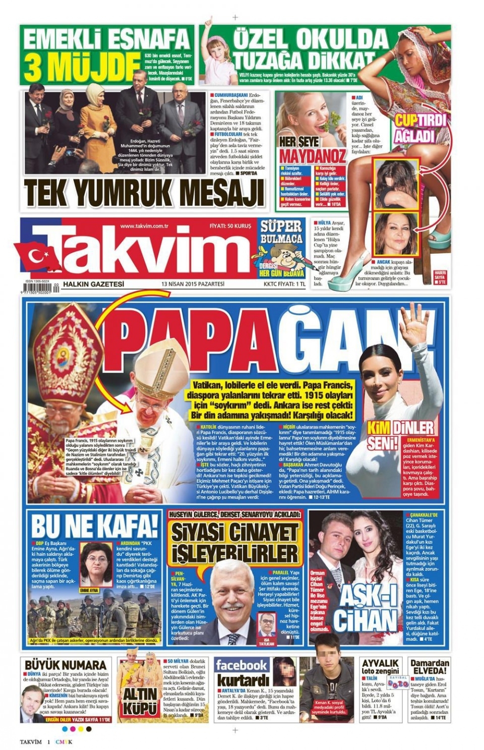 14 Nisan 2015 gazete manşetleri 15