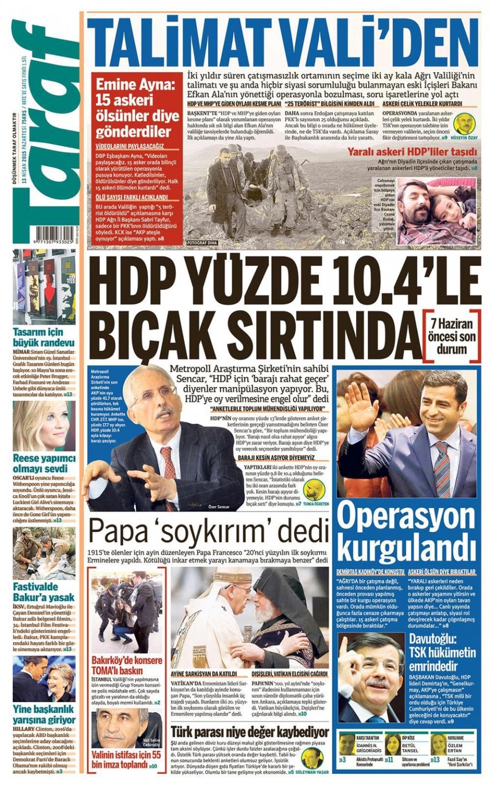 14 Nisan 2015 gazete manşetleri 16