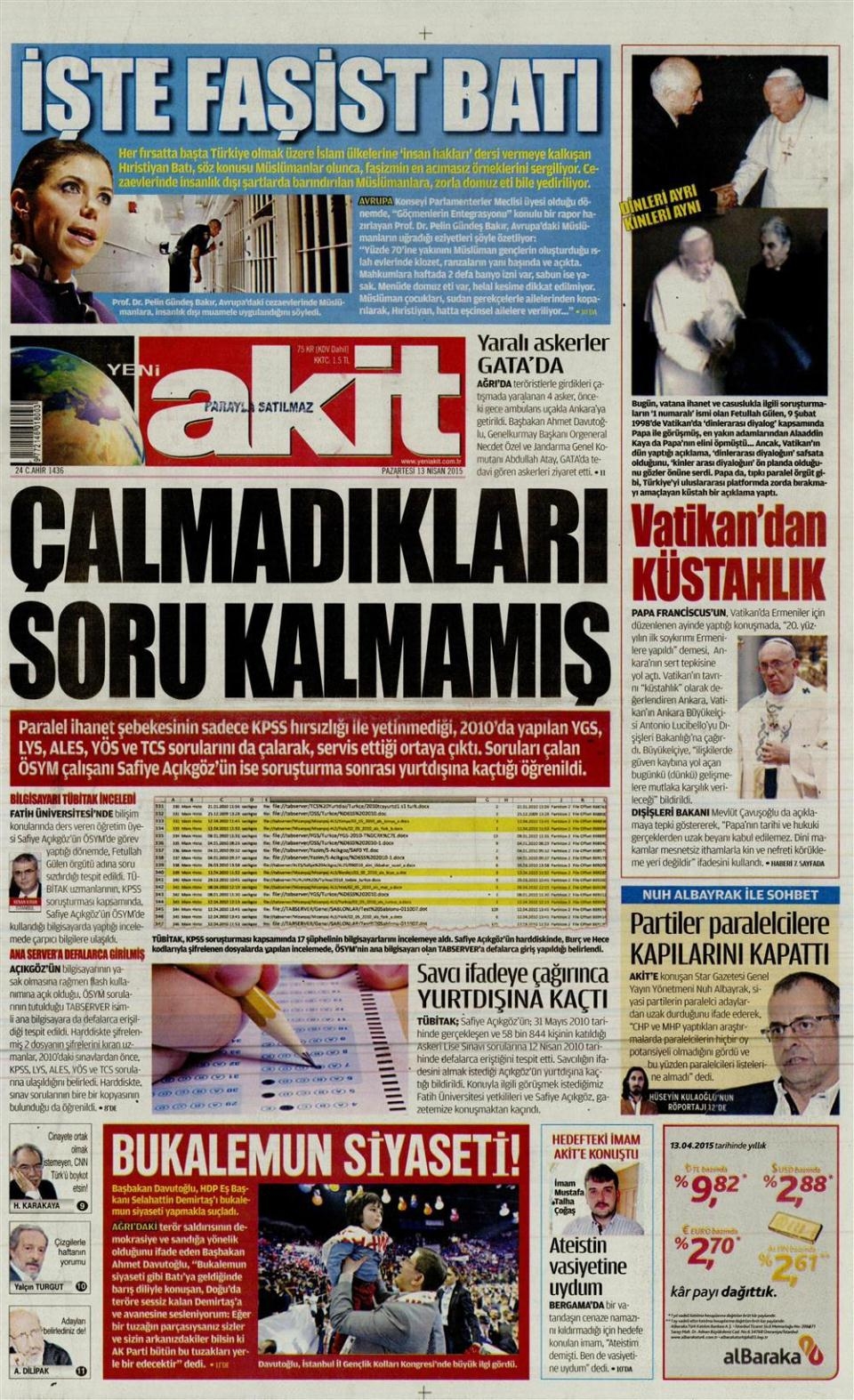 14 Nisan 2015 gazete manşetleri 18