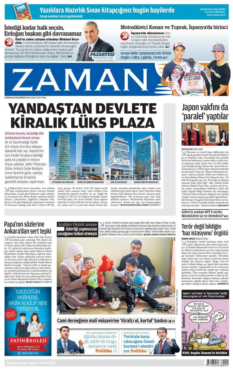 14 Nisan 2015 gazete manşetleri 23