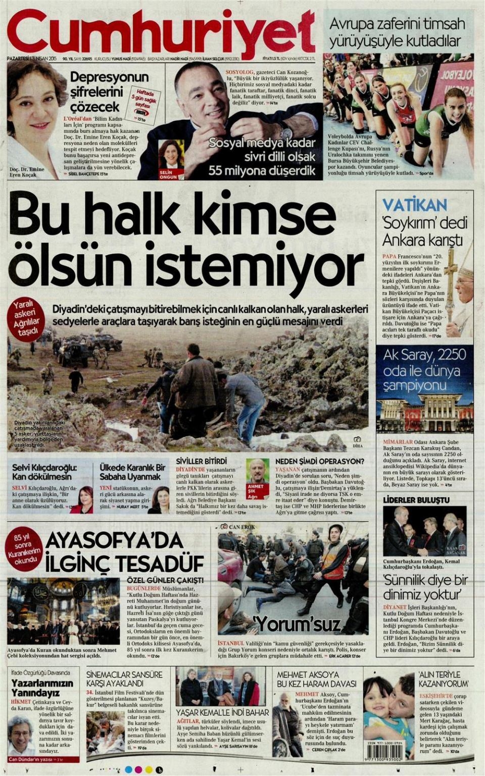 14 Nisan 2015 gazete manşetleri 3