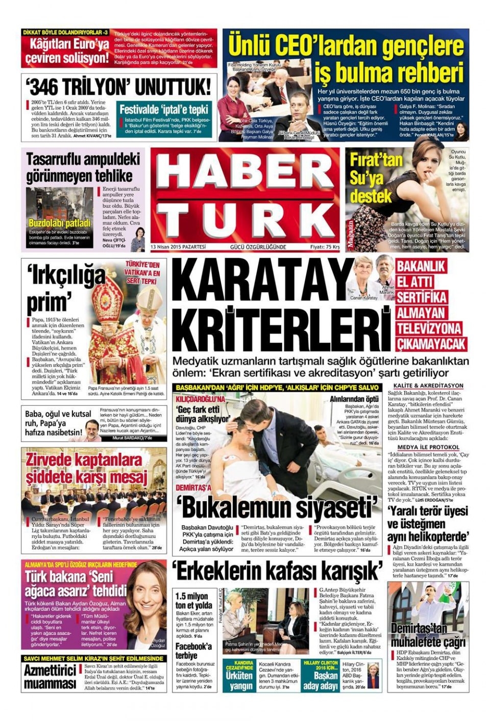 14 Nisan 2015 gazete manşetleri 5