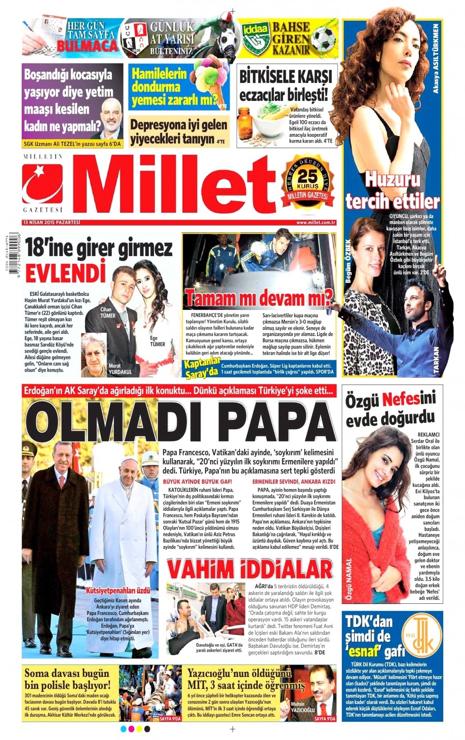 14 Nisan 2015 gazete manşetleri 8