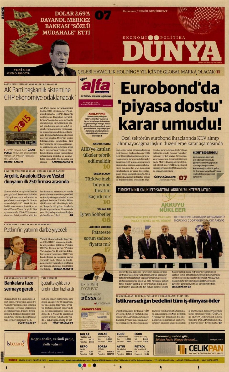 15 Nisan 2015 gazete manşetleri 6