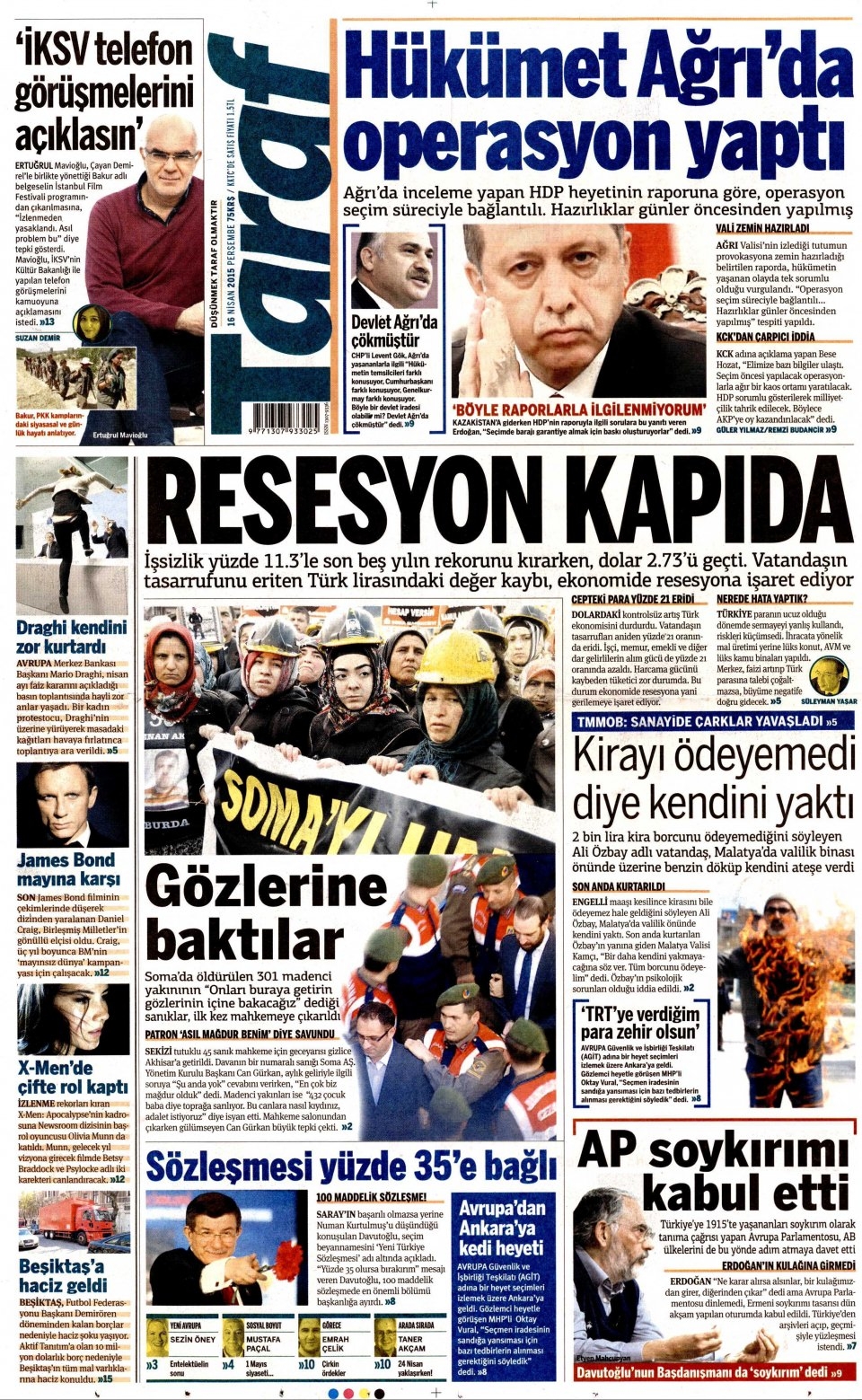 16 Nisan 2015 gazete manşetleri 15