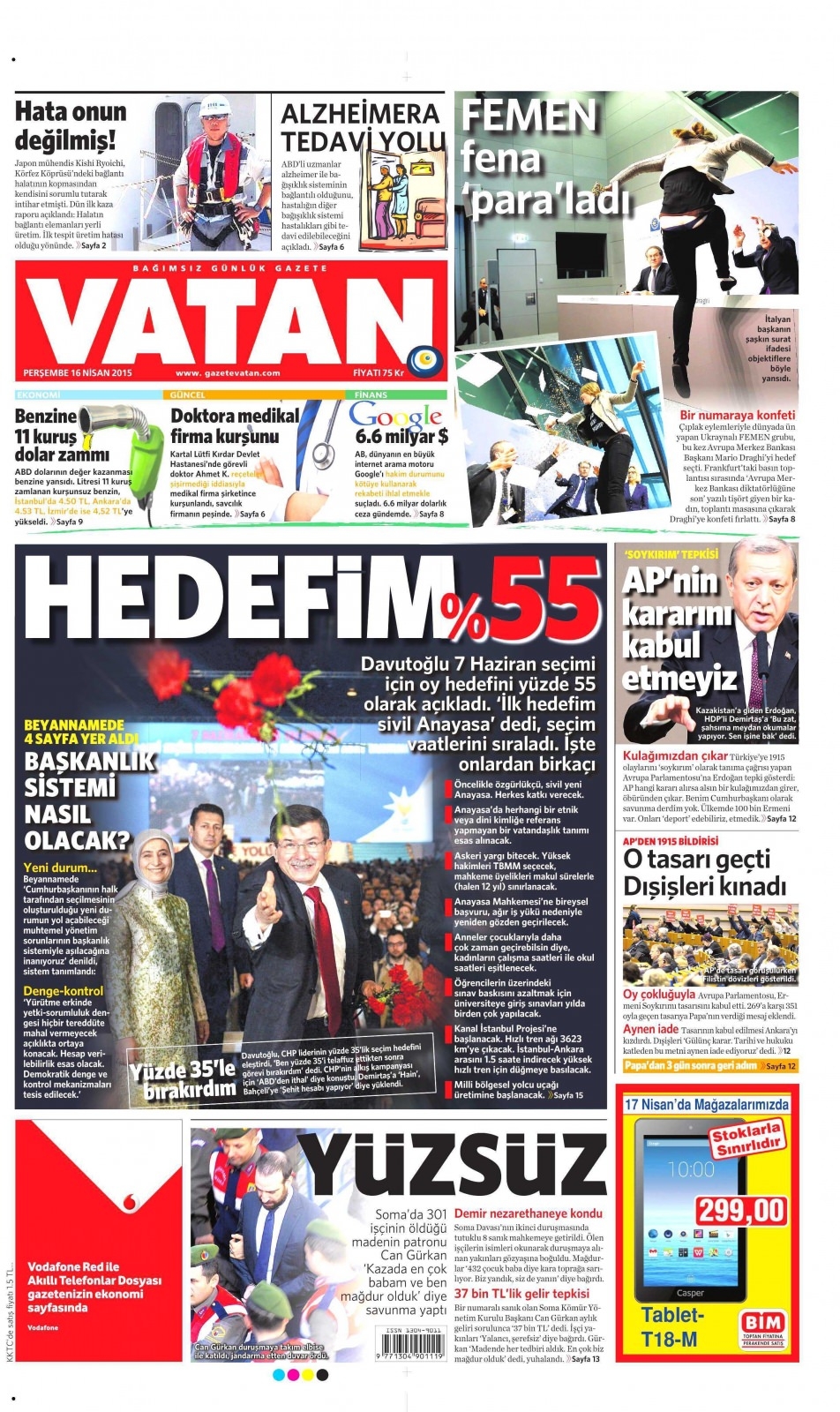 16 Nisan 2015 gazete manşetleri 18